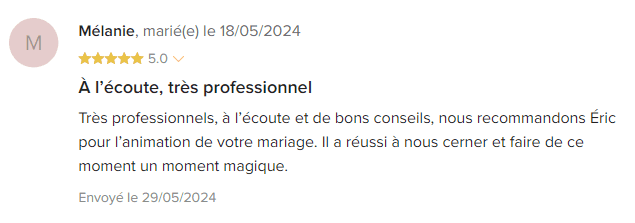 Avis et temoignages Eric animation Cocktel2sons