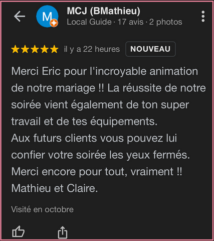 Avis Eric animation Cocktel2sons